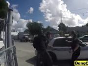 Black dude pounding two busty cops