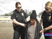 Kinky black guy pounding cops outdoors