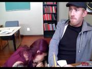 Smoking Redhead Teacher gets Her Pussy eaten at School