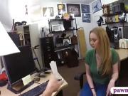 Hot blond railed by pervert pawn keeper in his office